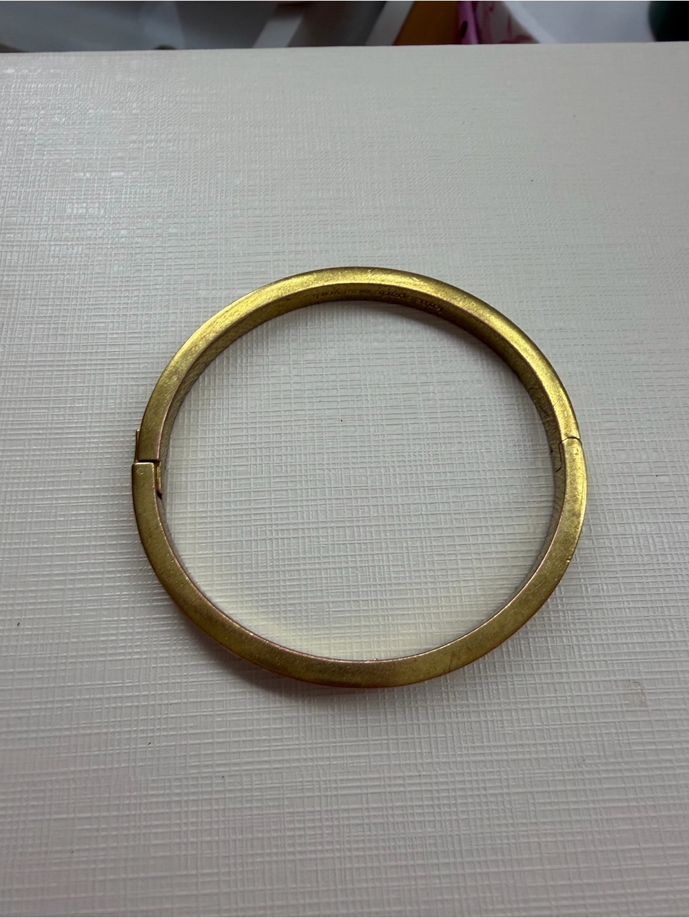 kate spade Gold-Tone and Light Pink Heart Accent Bangle Bracelet - Picture 2 of 2